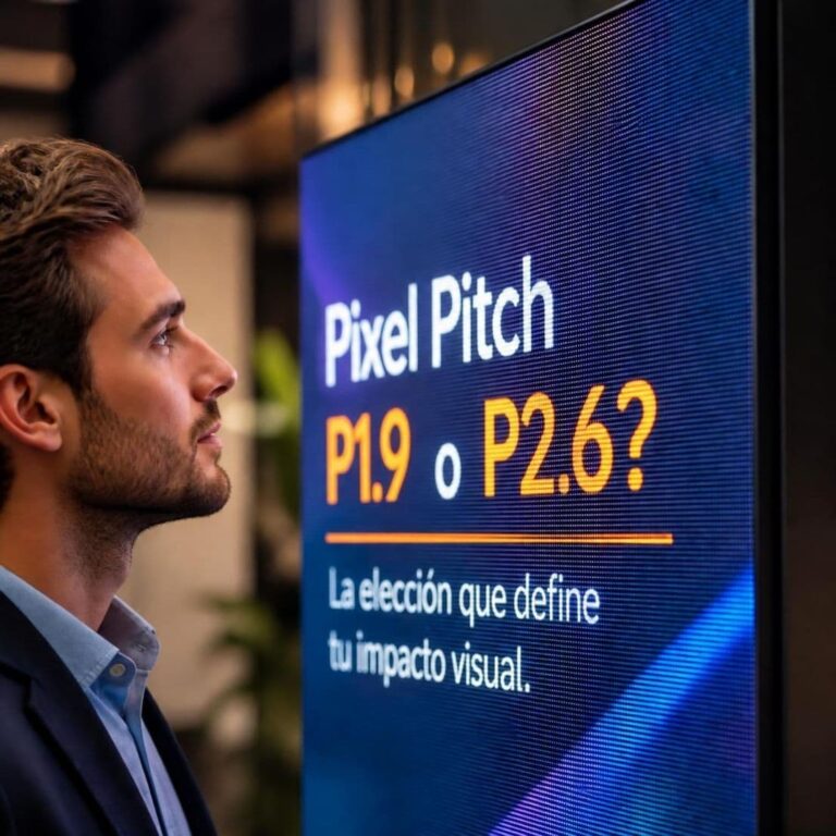 Detalle tecnico de panel modular LED con Pixel Pitch de pixel fino P2.6 premium